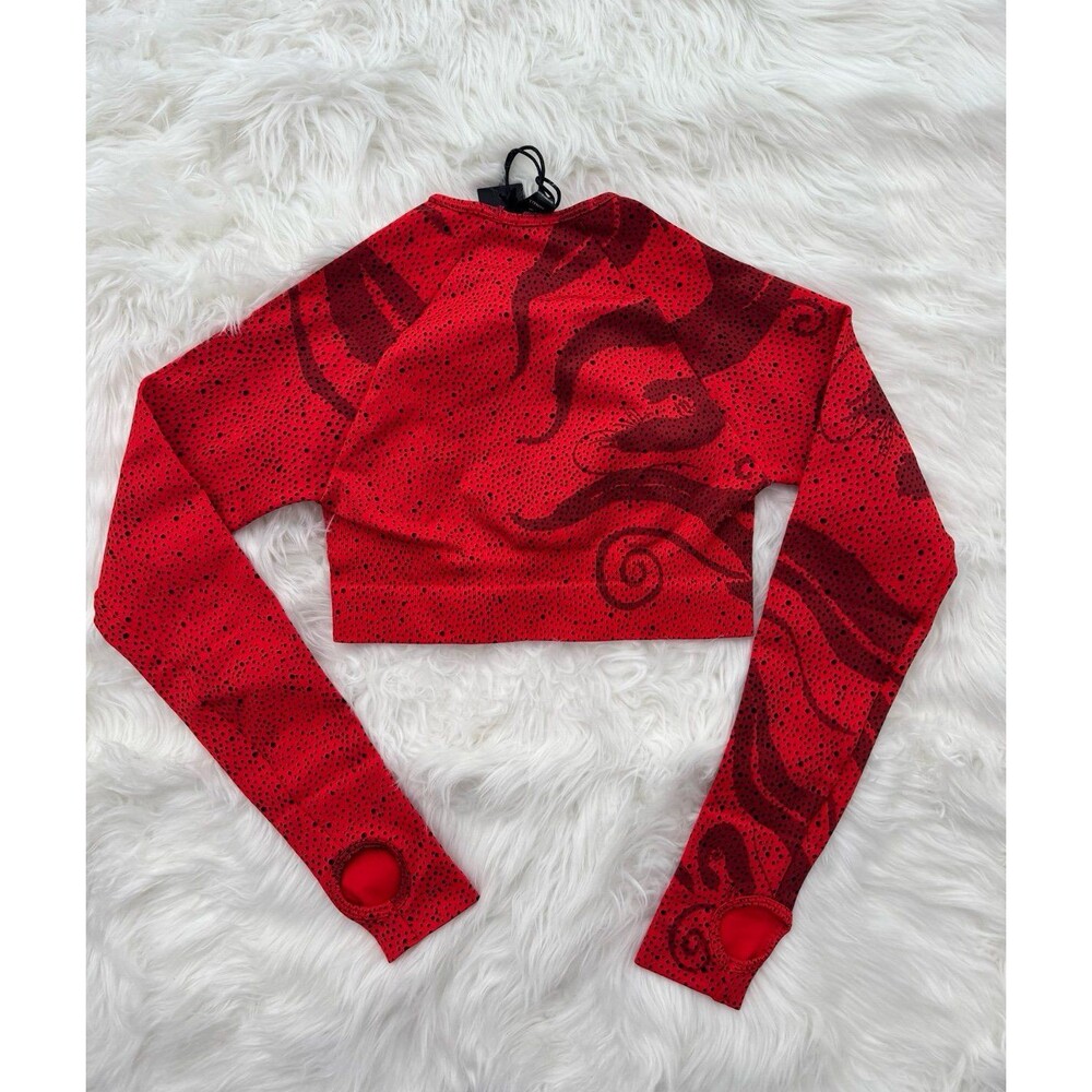 Civil Regime Red Chaos Kelly Seamless Long Sleeve Crop Top Size XS - Picture 6 of 8